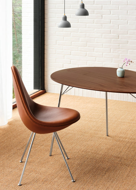 3110 Drop™ Stuhl, vollgepolstert - verchromter Stahl von Arne Jacobsen - Aura Leder - Black Brown - Jacobsen Plus