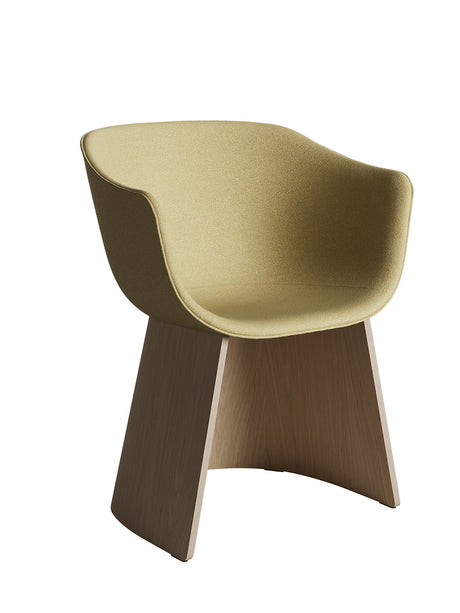 Fritz Hansen - Monolit spisebordsstol m. lave armlæn og finér base - Acca 0381 - Jacobsen Plus