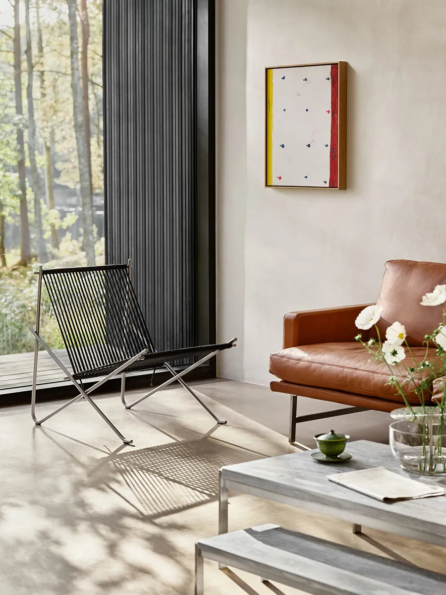 PK4 Lounge-Sessel in Schwarz, Stahlstel von Poul Kjærholm