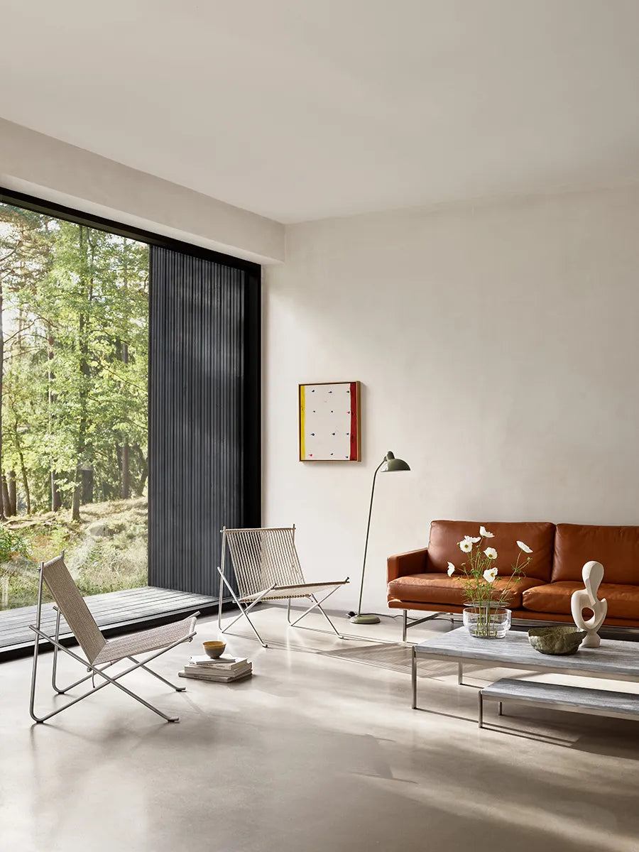 PK4 Lounge-Sessel in Natur, Stahlgestell von Poul Kjærholm