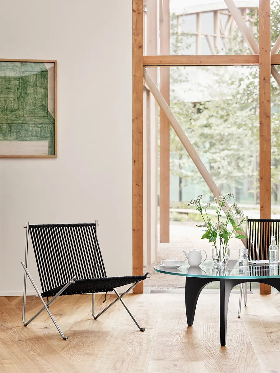 PK4 Lounge-Sessel in Schwarz, Stahlstel von Poul Kjærholm