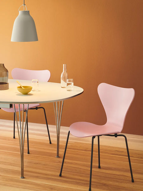Piet Hein B619 Superellipse Ausziehtisch, 180/300 x 120 cm von Fritz Hansen - Walnussfurnier mit Furnierkante / Verchromter Stahl - Jacobsen Plus
