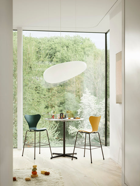 Piet Hein A623 Cafébord, Ø90 cm von Fritz Hansen - Weißes Laminat mit Alukante - Jacobsen Plus