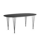 Piet Hein B616 Superellipse Esstisch, 170 x 100 cm fra Fritz Hansen - Schwarz laminat m. sort ABS-kant - Schwarz stel - Jacobsen Plus