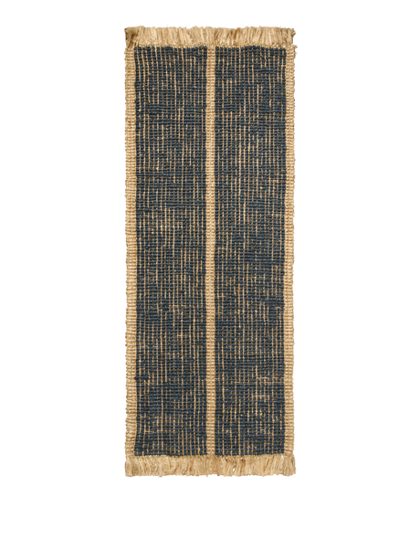 FermLiving Athens Stripes Runner Teppichläufer, Natur/Tintenblau - Jacobsen Plus