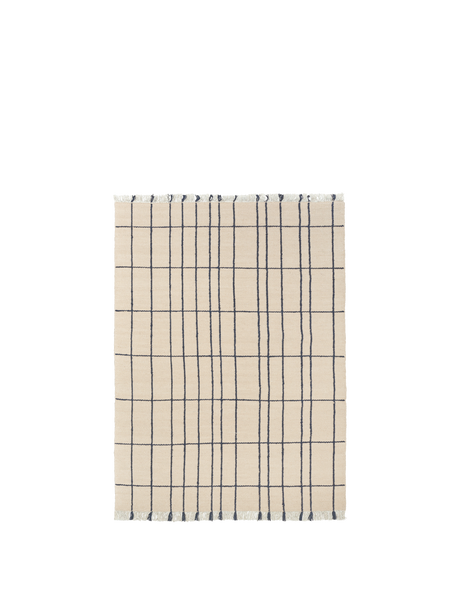 FermLiving Sen Rug Teppich, Pergament/Indigo - 140 x 200 cm - Jacobsen Plus