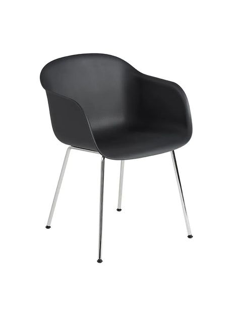 Fiber Armchair Tube von Muuto - Schwarz-Chrom-Basis - Jacobsen Plus