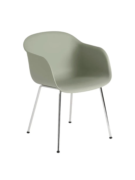 Fiber Armchair Tube von Muuto - Staubgrün - Chromfuß - Jacobsen Plus