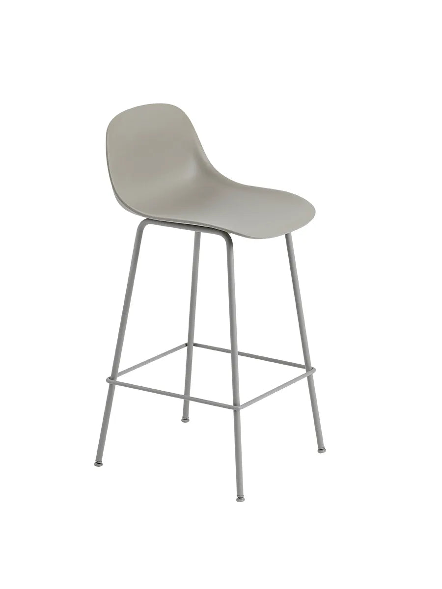 Fiber Barstool tube w. back fra Muuto - Lille / Grey- grey base - Jacobsen Plus