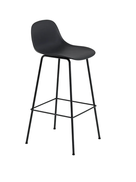 Fiber Barstool Tube m. Rückenlehne von Muuto - Groß / Black- black base - Jacobsen Plus