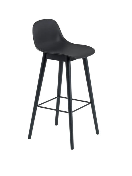 Fiber Bar Stool Wood m. Rückenlehne von Muuto - Groß / Schwarz - Schwarz - Jacobsen Plus
