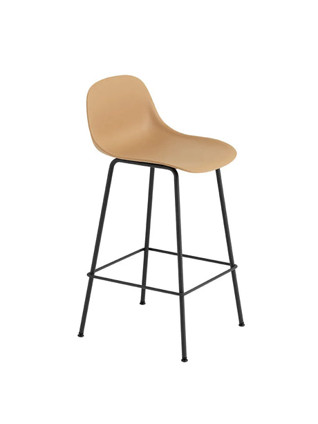 Fiber Barstool Tube m. Rückenlehne von Muuto - Klein / Ocker-Black Base - Jacobsen Plus