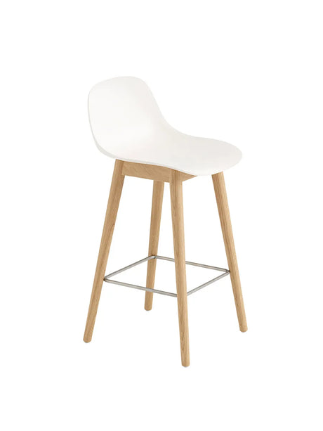 Fiber Bar Stool Wood m. Rückenlehne von Muuto - Klein / Natürlich weiß – Eiche, Base - Jacobsen Plus
