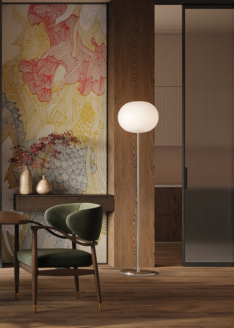 Glo-Ball F, Silver Stehleuchte von Flos - F1: Ø: 330 x H: 1350 mm - Jacobsen Plus