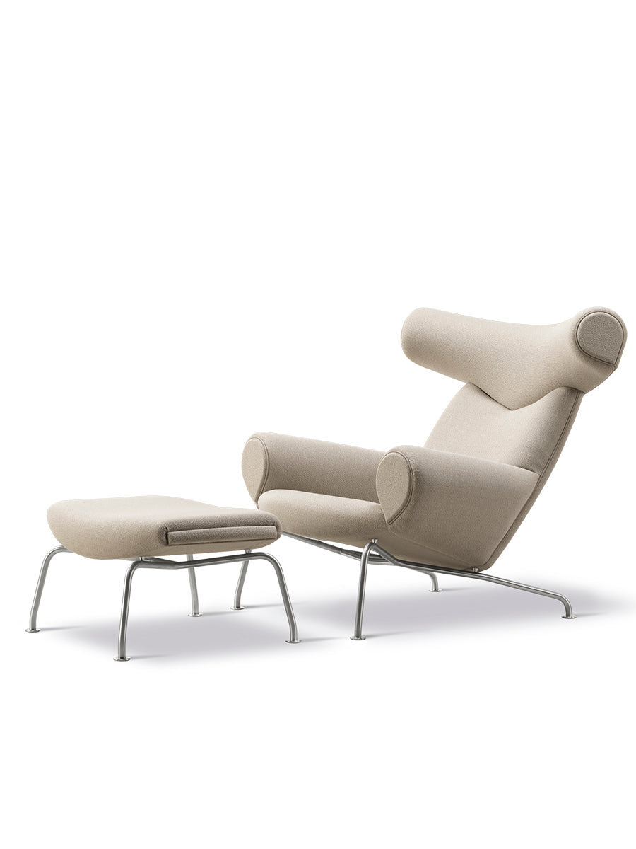 Ox Chair inkl. Hocker in Vidar 222 mit Keder in Omni 112 Leder von Hans J. Wegner - 1 - Jacobsen Plus