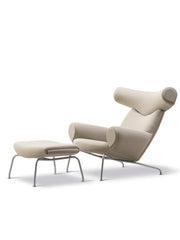 Ox Chair inkl. Hocker in Vidar 222 mit Keder in Omni 112 Leder von Hans J. Wegner