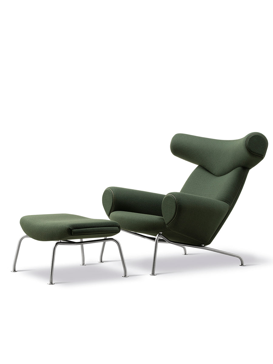 Ox Chair inkl. skammel i Vidar 972 med keder i Trace 8146 læder af Hans J. Wegner - 1 - Jacobsen Plus