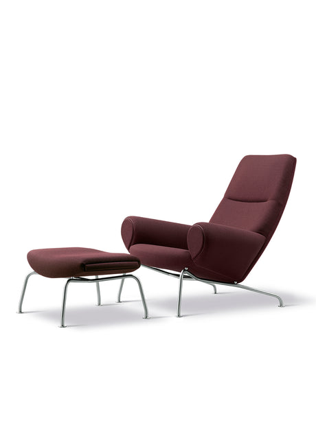 Queen Chair inkl. skammel i Vidar 693 med keder i Max 93 læder af Hans J. Wegner - 1 - Jacobsen Plus