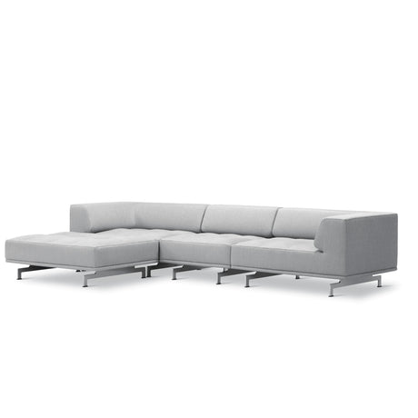 Delphi 450A, 3-Personen Sofa mit Hocker von Fredericia Furniture - Keiga 0132 / gebürstetes Aluminium - Jacobsen Plus
