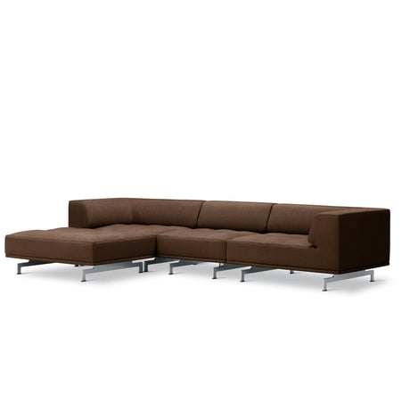 Delphi 450A, 3-Personen Sofa mit Hocker von Fredericia Furniture - Keiga 0382 / gebürstetes Aluminium - Jacobsen Plus