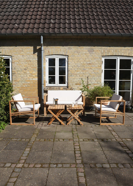 Bodil Kjær und Børge Mogensen Outdoor Loungeset in Teak mit 2 Beistelltischen, 1 Bank und 2 Lounge-Sesseln inkl. Kissen von Carl Hansen & Søn - 2 - Jacobsen Plus