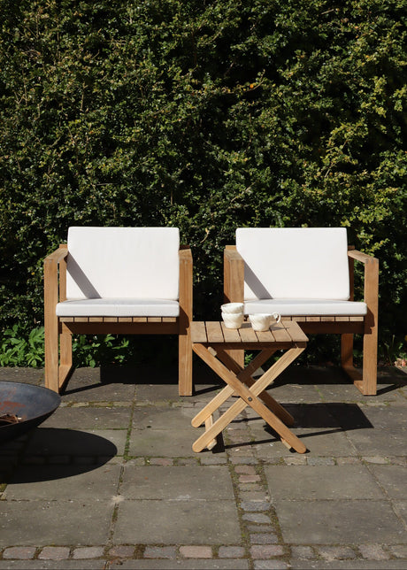 Bodil Kjær und Børge Mogensen Outdoor Lounge-Set in Teak mit 1 Beistelltisch und 2 Lounge-Sesseln inkl. Kissen von Carl Hansen & Søn - 2 - Jacobsen Plus