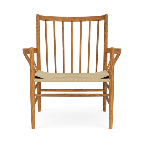 J82 Lounge-Sessel von FDB Møbler - Rauchfarbene Eiche - geölt mit Naturgeflecht - Jacobsen Plus