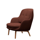 Fri Lænestol m. stel i eg fra Fritz Hansen - Christianshavn - 1134 Dark Orange - Jacobsen Plus