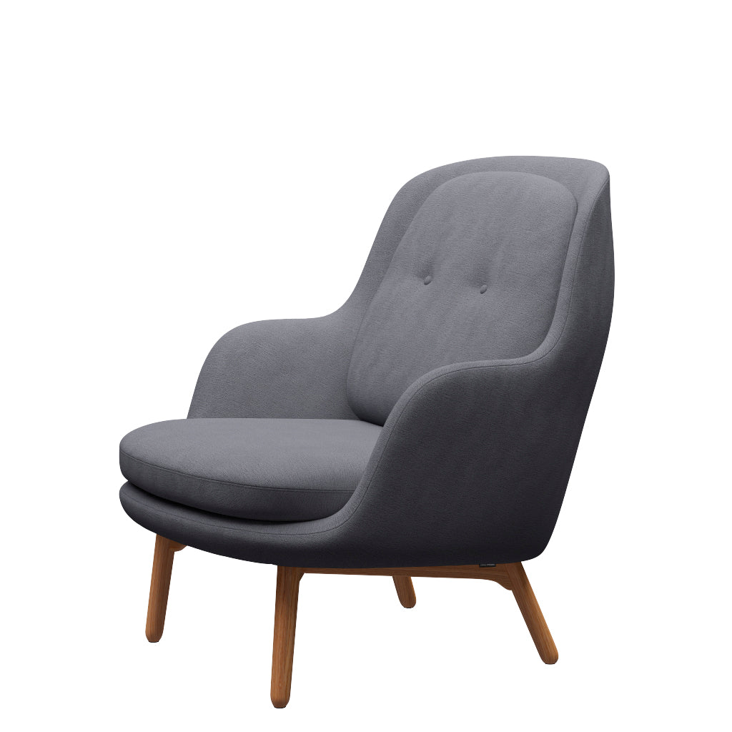 Fri Lænestol m. stel i eg fra Fritz Hansen - Christianshavn - 1171 Light Grey - Jacobsen Plus
