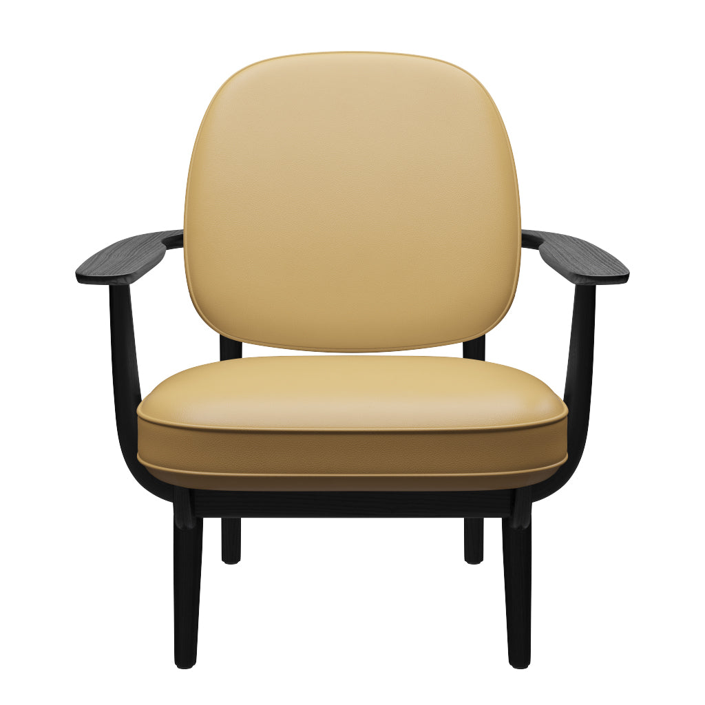 Fred Sessel, schwarzfarbene Esche von Fritz Hansen - Aura Leder - Beige - Jacobsen Plus