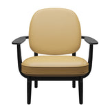 Fred Sessel, schwarzfarbene Esche von Fritz Hansen - Aura Leder - Beige - Jacobsen Plus
