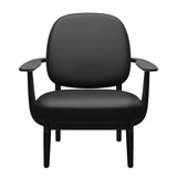 Fred Sessel, schwarzfarbene Esche von Fritz Hansen - Aura Leder - Schwarz - Jacobsen Plus