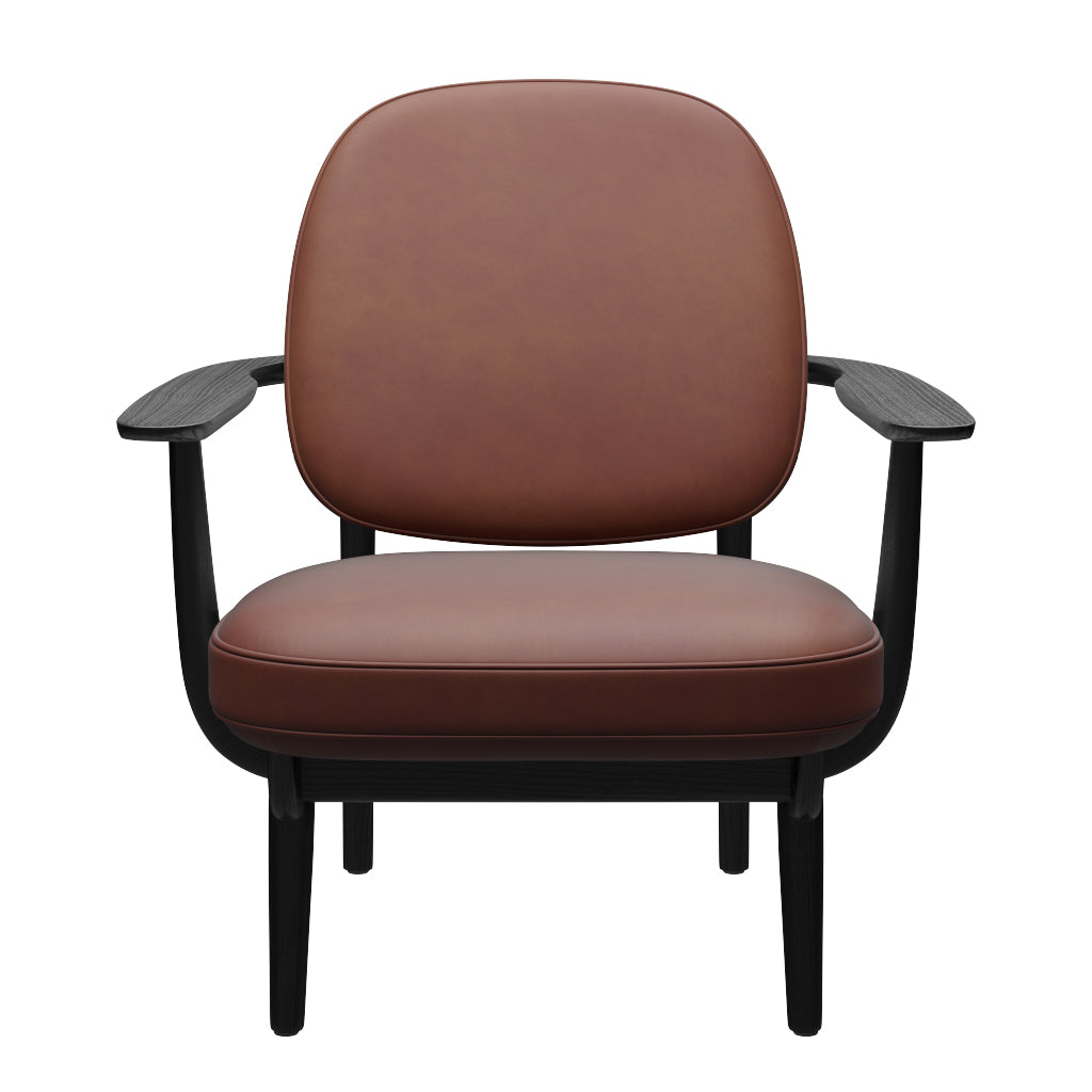 Fred Sessel, schwarzfarbene Esche von Fritz Hansen - Grace Leder - Chestnut - Jacobsen Plus