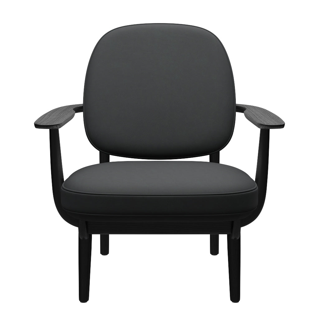 Fred Sessel, schwarzfarbene Esche von Fritz Hansen - Haze Leder - Anthracite - Jacobsen Plus