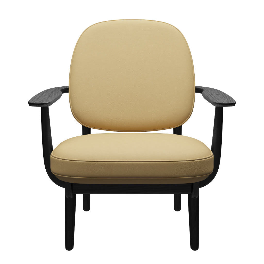 Fred Sessel, schwarzfarbene Esche von Fritz Hansen - Haze Leder - Beige - Jacobsen Plus