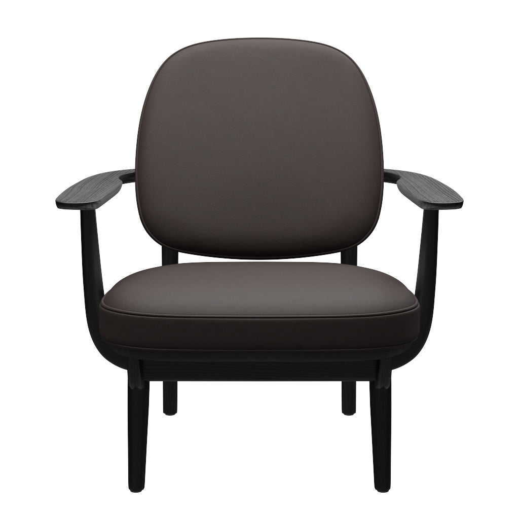 Fred Sessel, schwarzfarbene Esche von Fritz Hansen - Haze Leder - Dunkelbraun - Jacobsen Plus