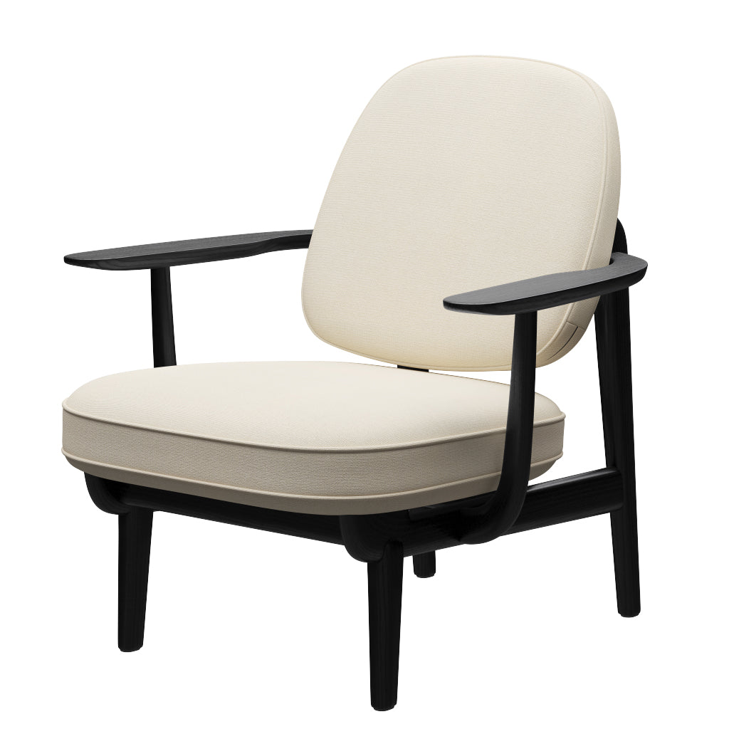 Fred Sessel, schwarzfarbene Esche von Fritz Hansen - Hallingdal - 100 Off-White - Jacobsen Plus