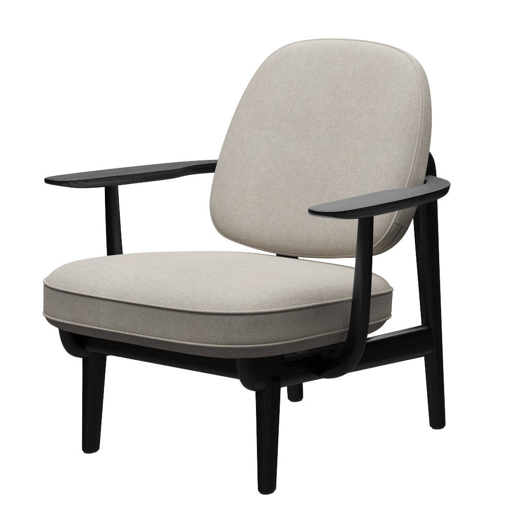 Fred Sessel, schwarzfarbene Esche von Fritz Hansen - Hallingdal - 103 Hellgrau - Jacobsen Plus