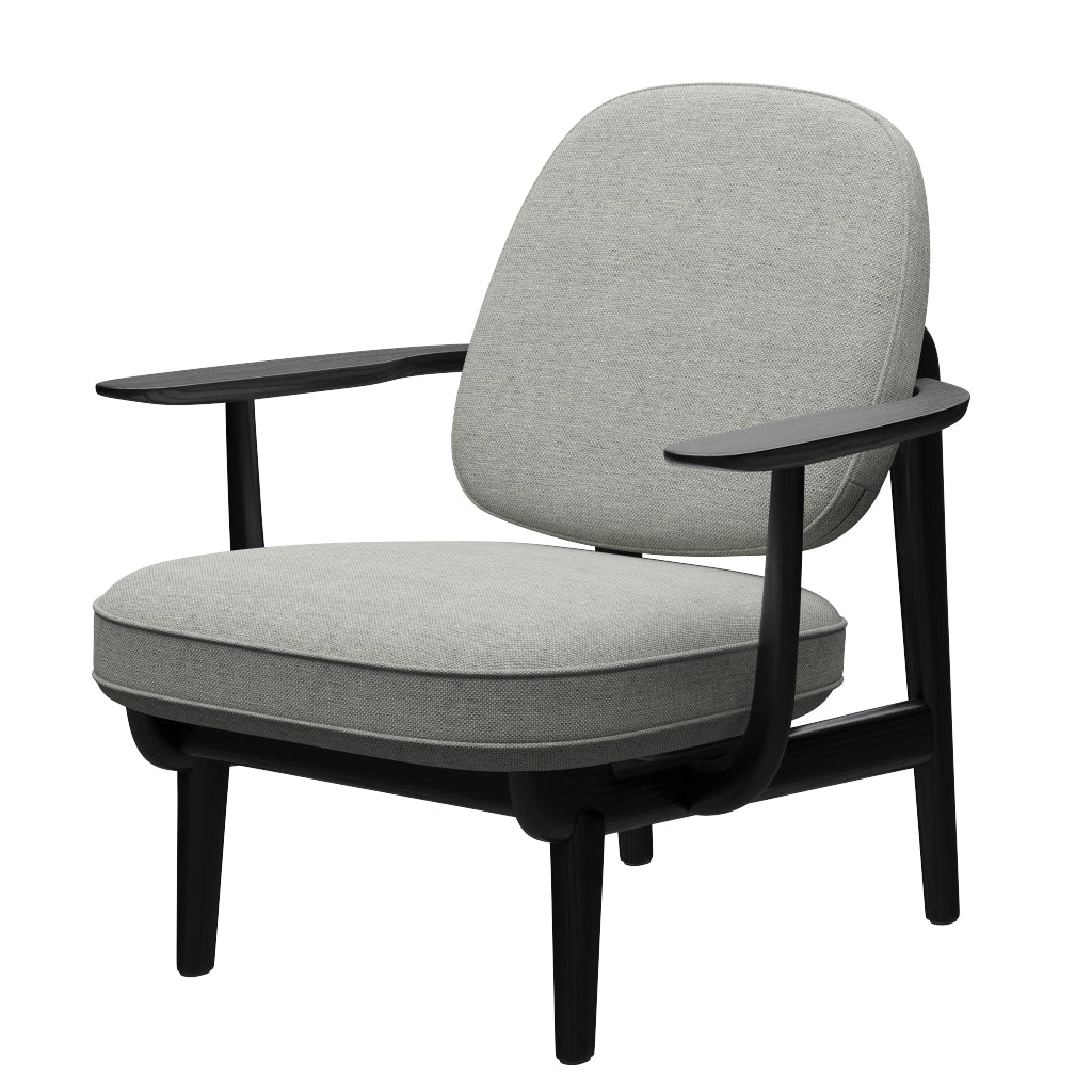 Fred Sessel, schwarzfarbene Esche von Fritz Hansen - Hallingdal - 110 Weiß/Grau - Jacobsen Plus