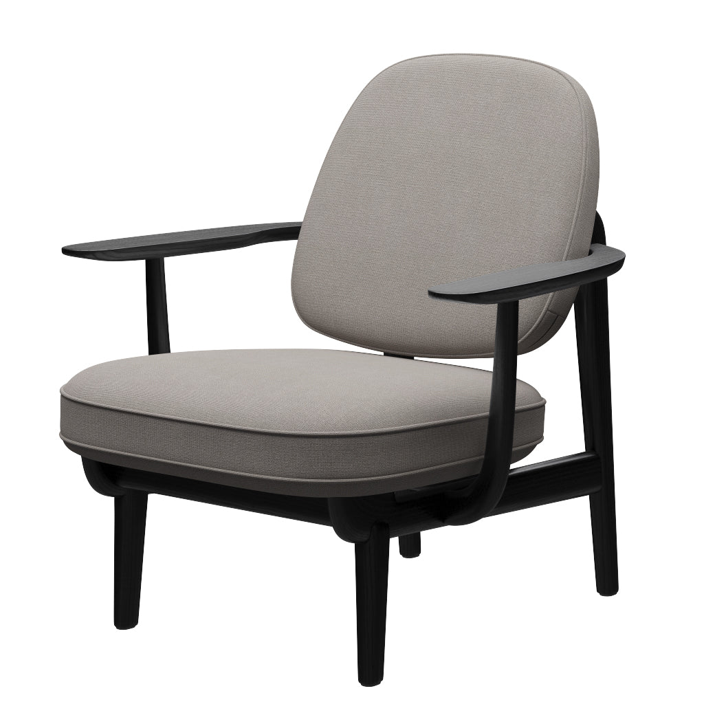 Fred Sessel, schwarzfarbene Esche von Fritz Hansen - Hallingdal - 113 Hellgrau - Jacobsen Plus