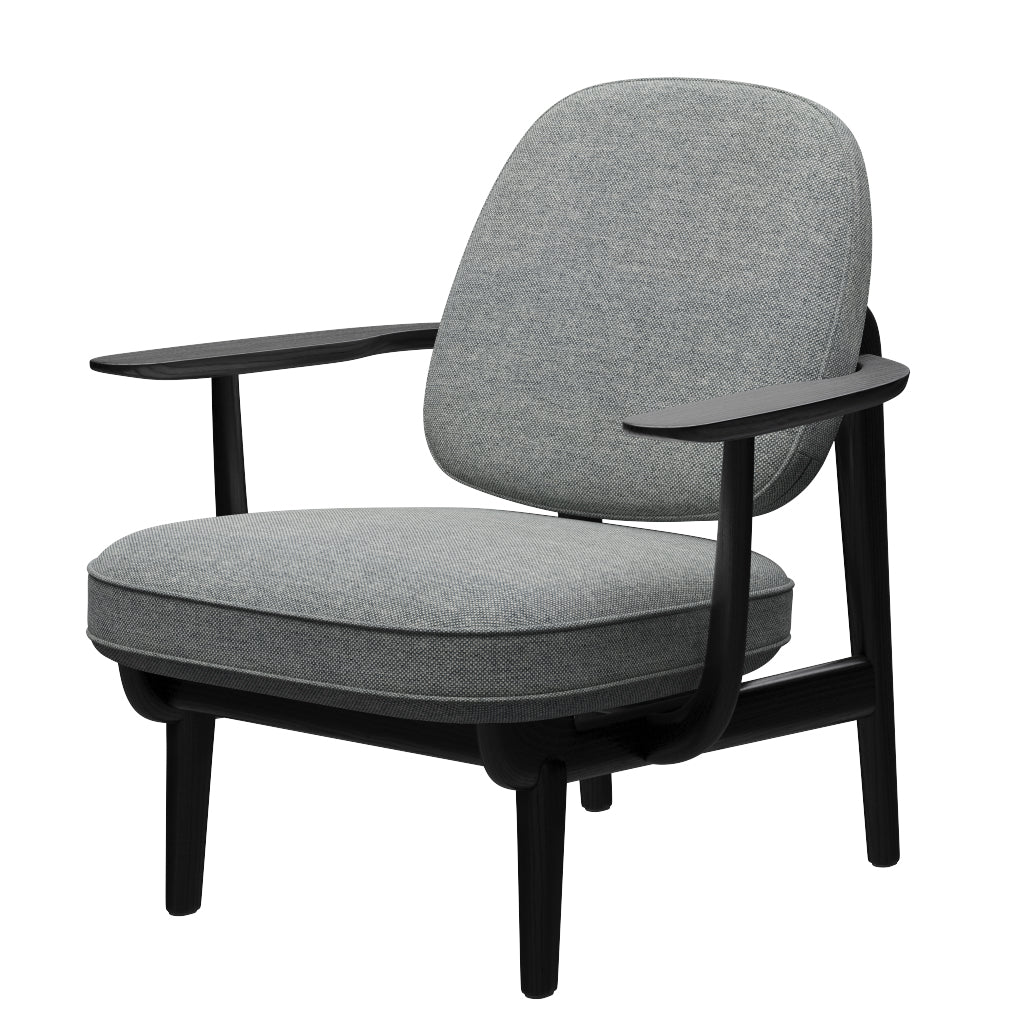 Fred Sessel, schwarzfarbene Esche von Fritz Hansen - Hallingdal - 116 Weiß Grau - Jacobsen Plus