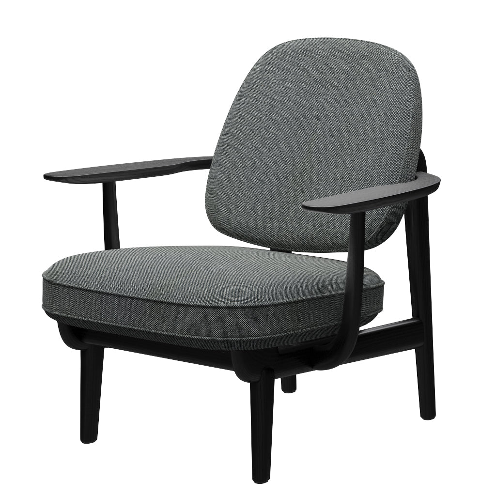 Fred Sessel, schwarzfarbene Esche von Fritz Hansen - Hallingdal - 126 Weiß/Braun - Jacobsen Plus