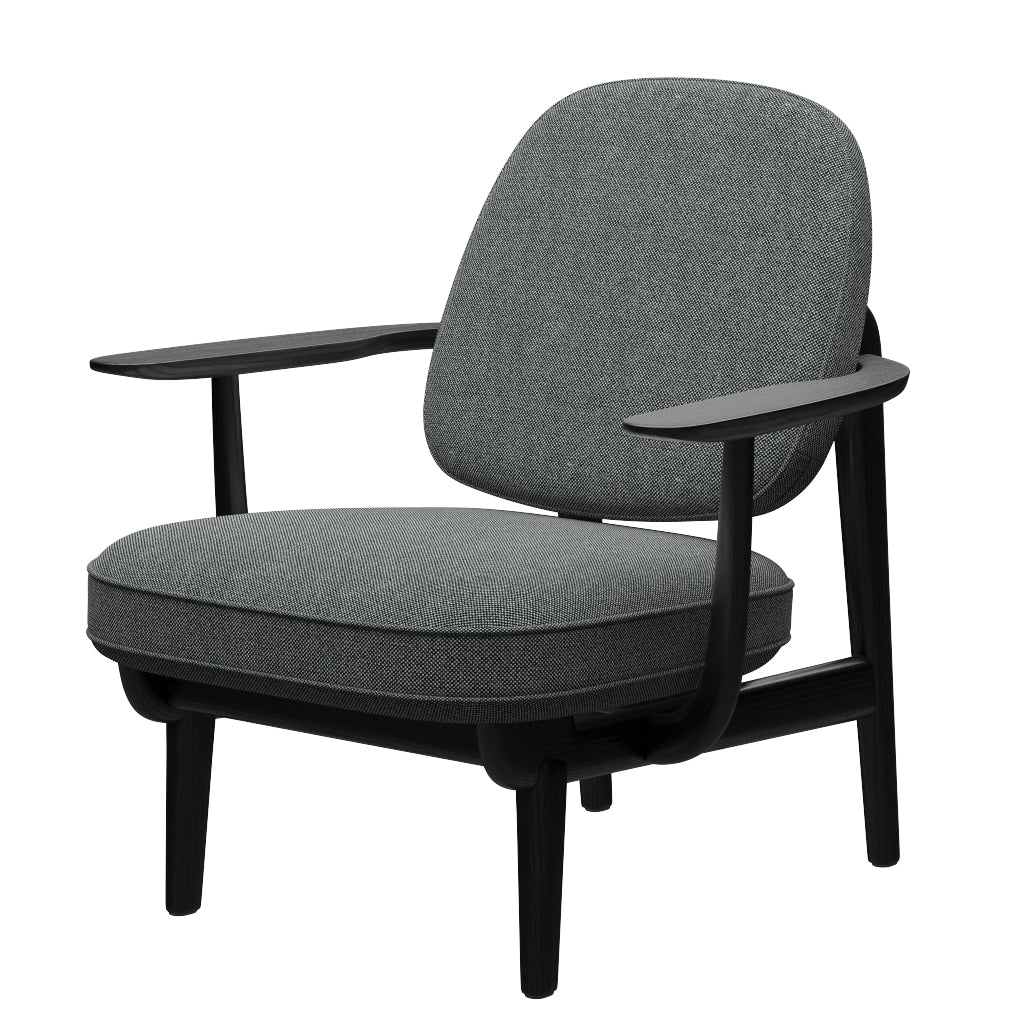 Fred Sessel, schwarzfarbene Esche von Fritz Hansen - Hallingdal - 166 Weiß Schwarz - Jacobsen Plus