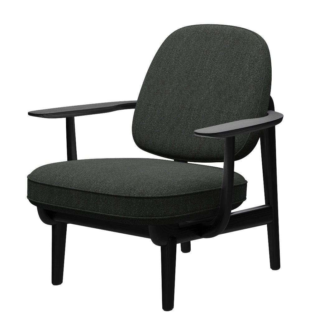 Fred Sessel, schwarzfarbene Esche von Fritz Hansen - Hallingdal - 368 Schwarz/Grau - Jacobsen Plus
