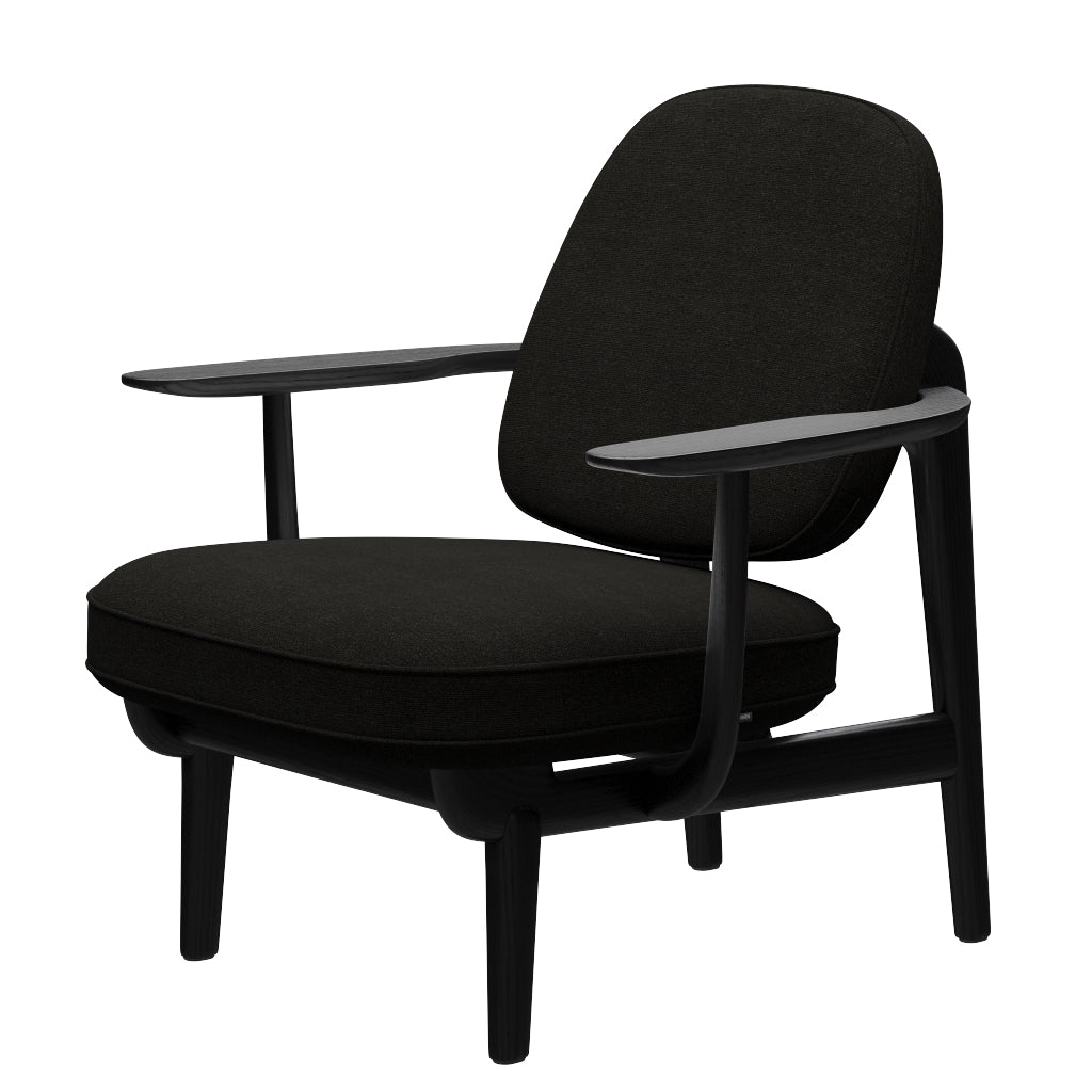 Fred Sessel, schwarzfarbene Esche von Fritz Hansen - Hallingdal - 376 Braun/Dunkelgrau - Jacobsen Plus
