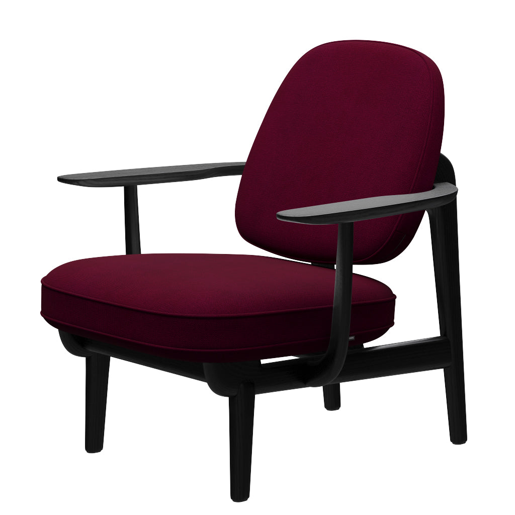 Fred Sessel, schwarzfarbene Esche von Fritz Hansen - Hallingdal - 563 Dunkle Rose - Jacobsen Plus