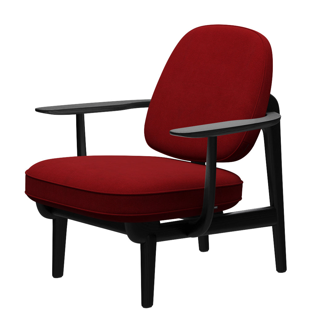 Fred Sessel, schwarzfarbene Esche von Fritz Hansen - Hallingdal - 657 Rot - Jacobsen Plus