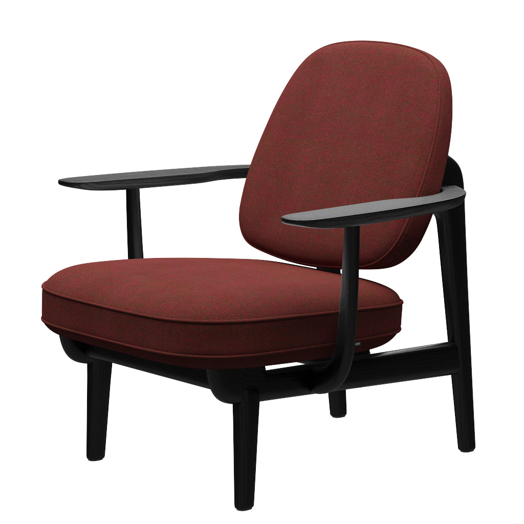 Fred Sessel, schwarzfarbene Esche von Fritz Hansen - Hallingdal - 660 Rot/Grün - Jacobsen Plus