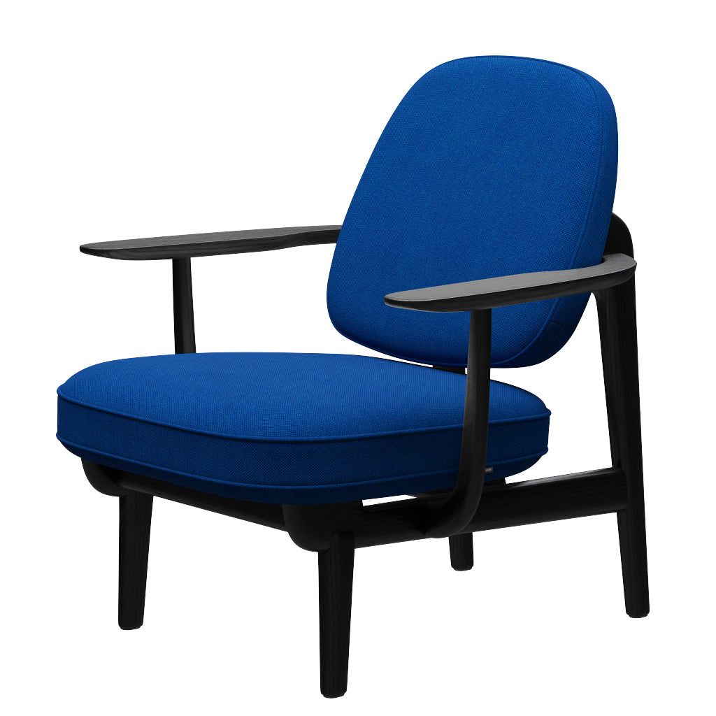 Fred Sessel, schwarzfarbene Esche von Fritz Hansen - Hallingdal - 810 Blau/Helltürkis - Jacobsen Plus