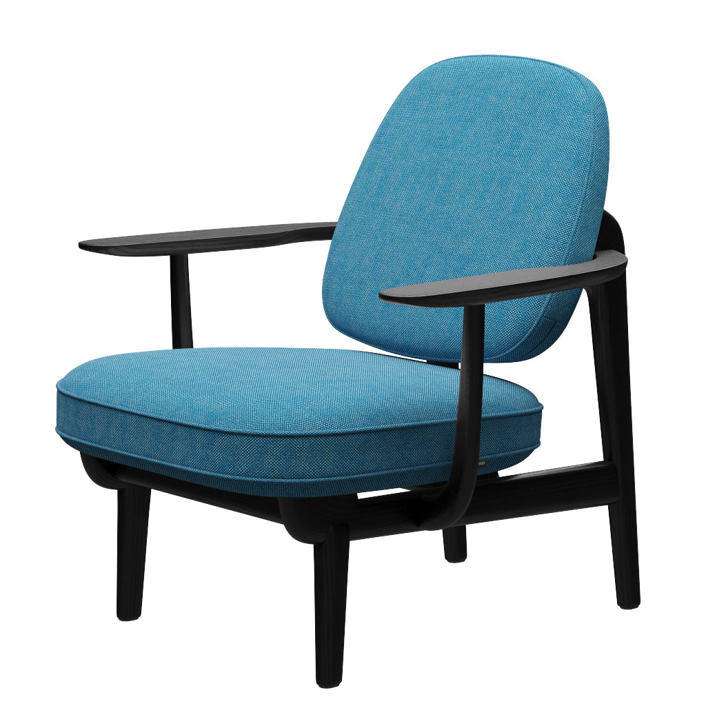 Fred Sessel, schwarzfarbene Esche von Fritz Hansen - Hallingdal - 840 Weiß/Türkis - Jacobsen Plus